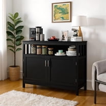 Topcobe Kitchen Buffet Server Sideboard Storage Cabinet with 2 Doors and Shelf, Storage Cabinets for Living Room-Black