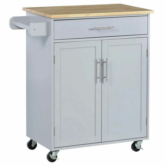 Topcobe Kitchen Cart on Wheels, Rolling Trolley with Storage Compartment, Drawer, and Towel Holder, Perfect for Kitchen Island, Home Office, and Dining Area, Gray