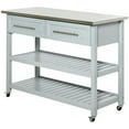 thumbnail image 1 of Topcobe Kitchen Island with Stainless Steel Top, Traditional Kitchen Island with Storage, 2-Tier Open Shelves, Drawers, Modern Furniture, Kitchen Island Carts for Indoor, Light Gray, 1 of 11