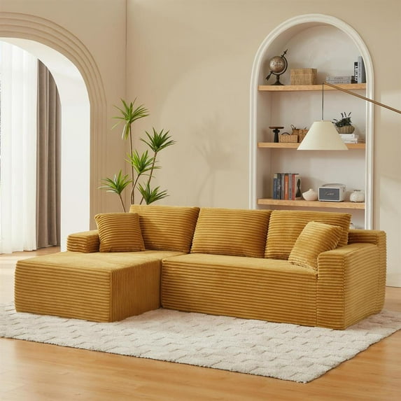 Topcobe L-Shaped Modular Sofa with Deep Seating, No Assembly, Living Room Essential, Multi-Functional Sleeper for Bedroom & Apartment, Vibrant Yellow Color
