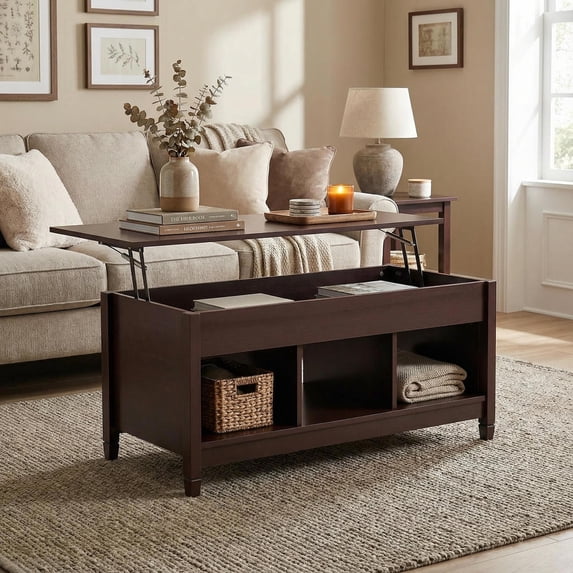Topcobe Lift Top Coffee Table with Hidden Storage Compartment, Center Table for Living Room Modern, Living Room Furniture, Coffee