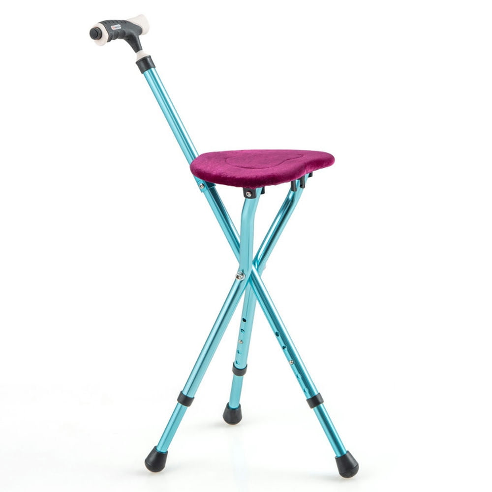 Topcobe Lightweight Adjustable Folding Cane Seat with Light, Walkers for Seniors, Black