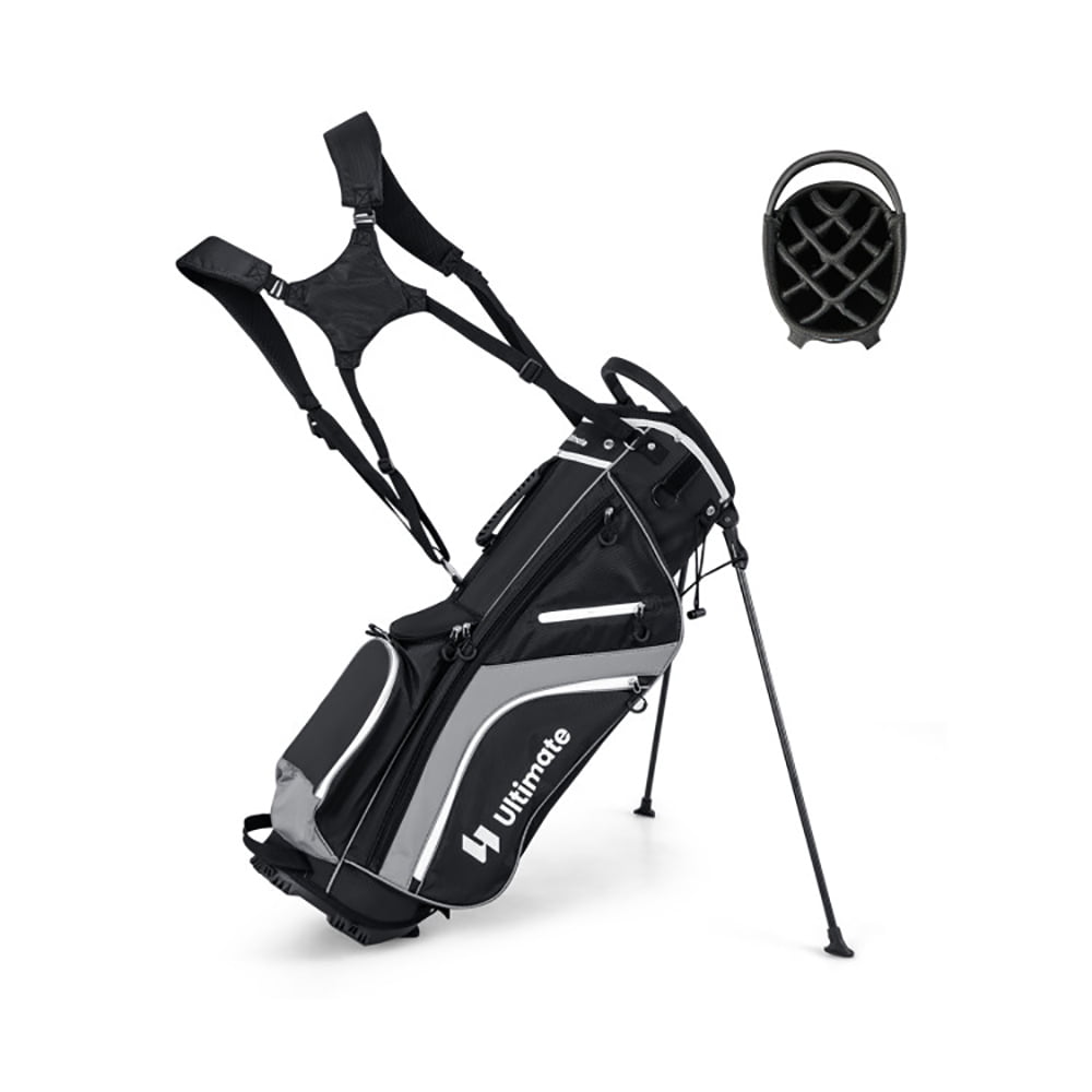 Topcobe Lightweight Golf Stand Bag with 14 Way Top Dividers and 6 Pockets, Golf Bags for Adult, Multiple Pockets, Gray