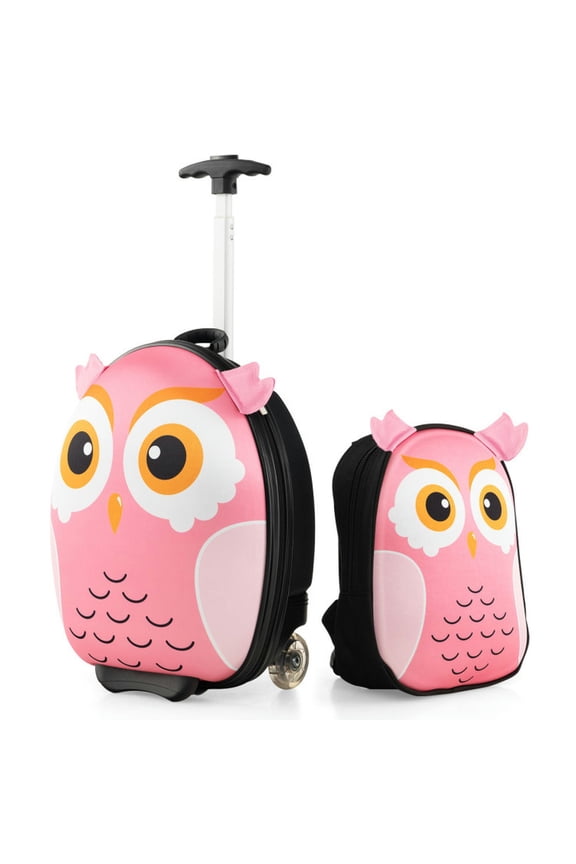 Lightweight and Portable Rolling Suitcase for Children, Kids Carry on Luggage with Wheels-Pink