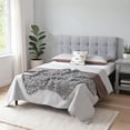thumbnail image 1 of Topcobe Linen Upholstered Headboard with Solid Rubber Wood Legs, Heigh Headboard for Bedroom, Twin, Gray, 1 of 1