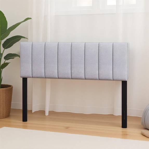 Topcobe Linen Upholstered Headboard with Solid Wood Feet and Adjustable Width Headboard, Vertical Stripe, Gray