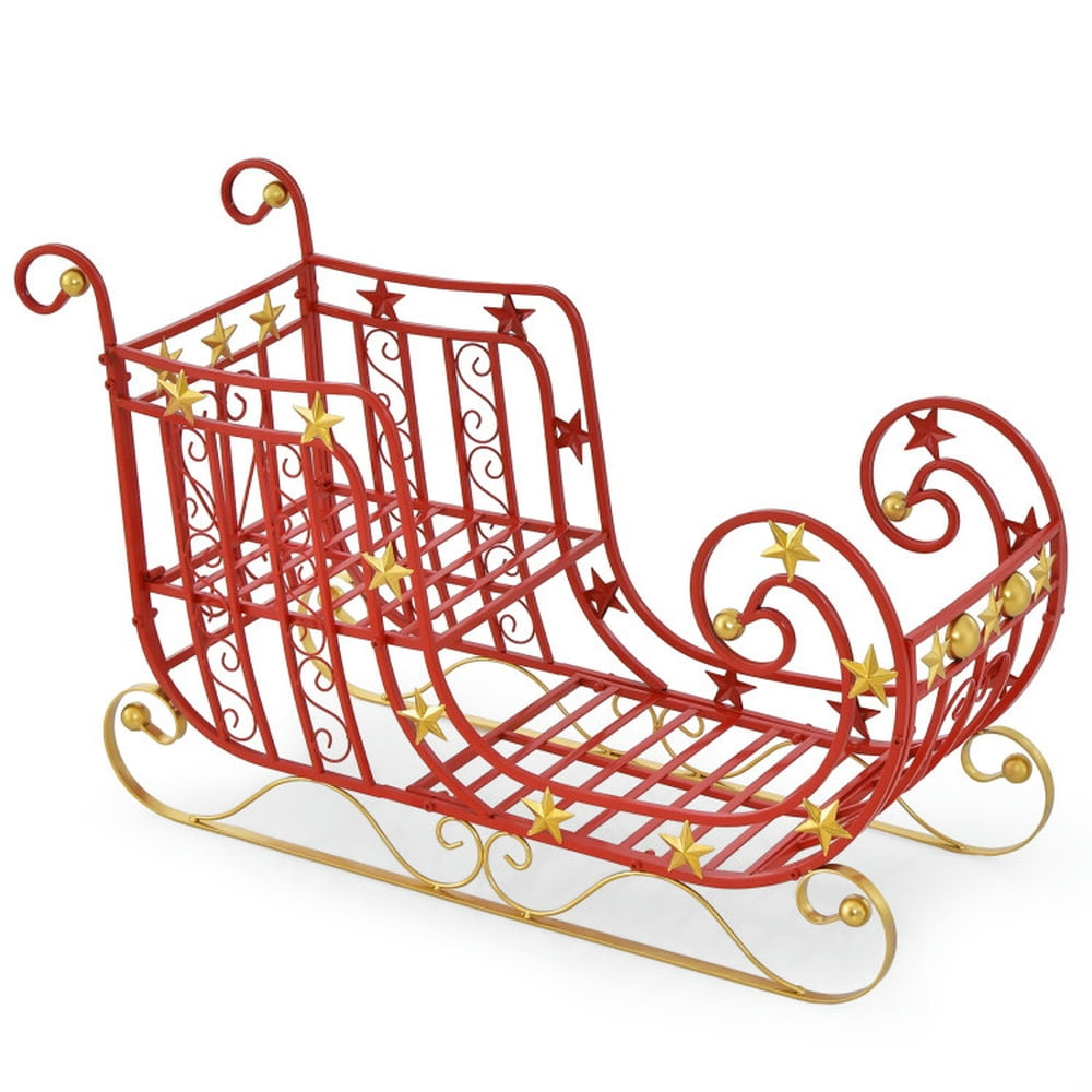 Topcobe Metal Christmas Santa Sleigh with Large Cargo Area for Gifts for Indoor/Outdoor Christmas Decorations Yard Garden Party Topcobe Metal Christmas Santa Sleigh with Large Cargo Area for Gifts for Indoor/Outdoor Christmas Decorations Yard Garden Party