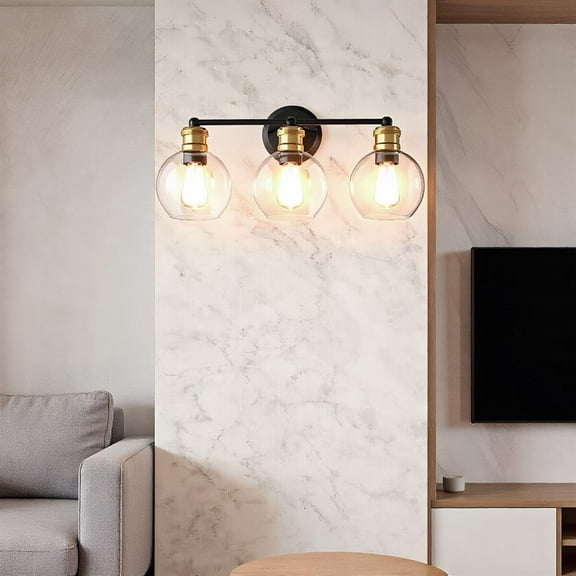 Topcobe Modern 3-light Bubbled Glass Vanity Light, Indoor Vintage Bedside Wall Lighting for Living Room Bathroom