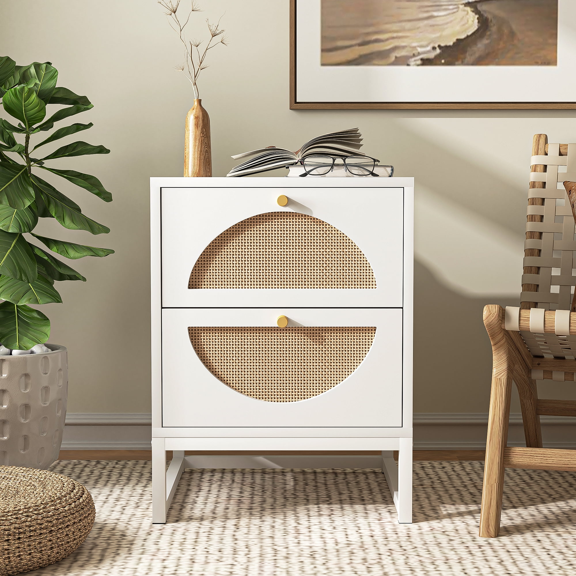 Topcobe Modern Design Wood Nightstand with 1 Drawer for Sofa Couch, White Topcobe Modern Design Wood Nightstand with 1 Drawer for Sofa Couch, White