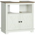 thumbnail image 1 of Topcobe Modern Farmhouse Bathroom Sink Cabinet, Pedestal Sink Storage Cabinet with Double Doors and Shelves, Indoor Modern Furniture for Bathroom, White, 1 of 11