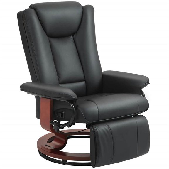 Topcobe Modern RV Recliner, High-Quality PU Leather Swivel Armchair with Footrest, Stylish Living Room Chair, Ultimate Comfort and Style, Black