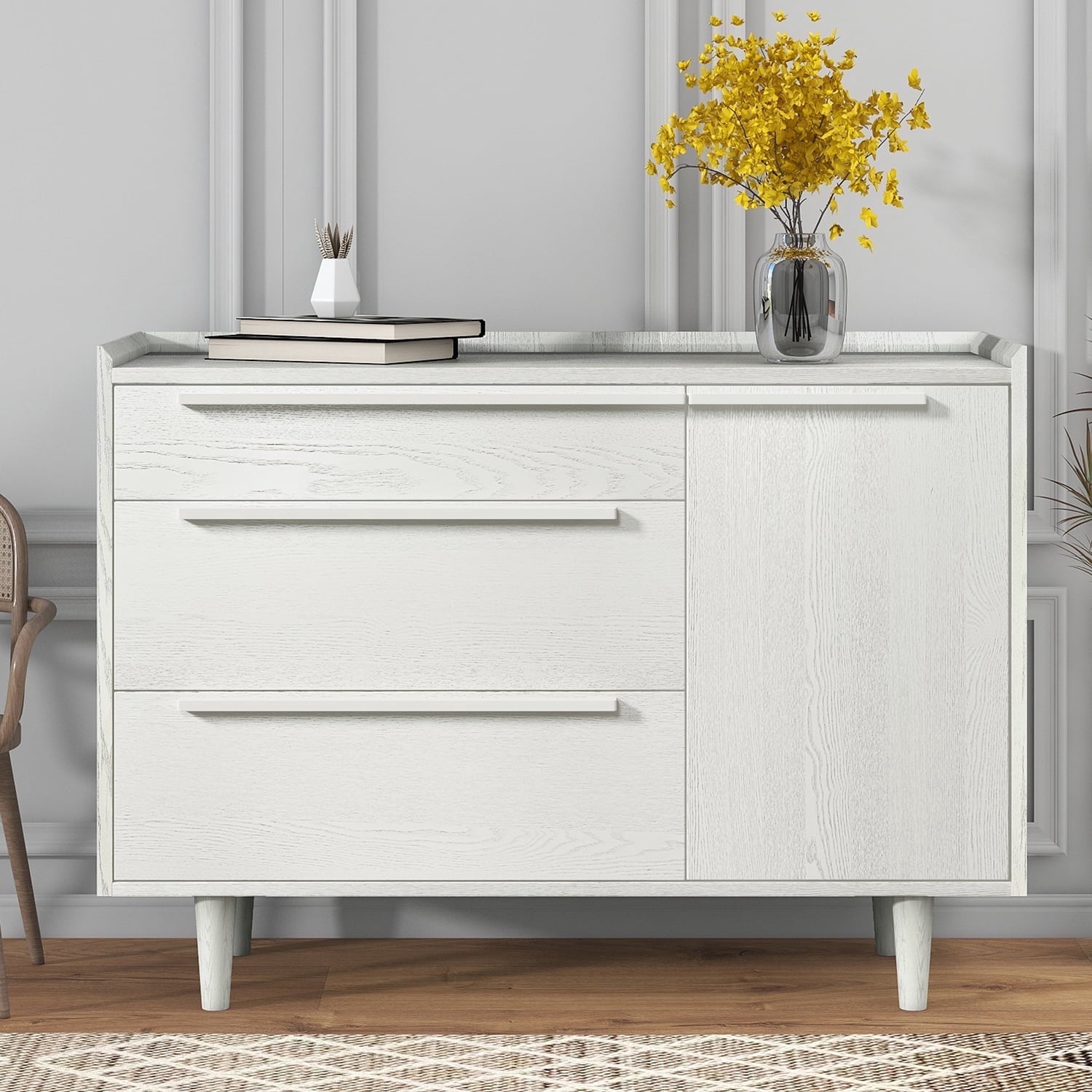 Topcobe Modern Style Manufactured Wood 3-Drawer Dresser with Solid Wood ...