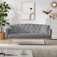 thumbnail image 1 of Topcobe Modern Velvet Convertible Sofa Bed for Living Room Bedroom with 2 Pillows, Button Tufted Folding Couch for Compact Living Space, Lounge Futon Sofa Bed Sleeper for Home Dorm, Grey, 1 of 10