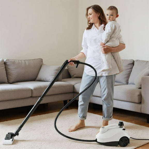 Topcobe Multipurpose Steam Cleaner 1800W Portable Household Steamer with 61 oz Tank, Multi-Purpose Steamer for Home Use, Steamer for Cleaning Floor-Gray & White