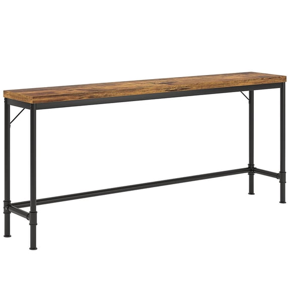 Topcobe Narrow Console Table, 70.9" Extra Long Sofa Table Industrial Hallway Table, Modern Furniture for Indoor, Brown