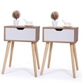 thumbnail image 1 of Topcobe Night Stand Set of 2, White, with Drawer, Modern Design Wood Leg Storage Cabinet, Wood Nightstand for Bedroom, Living Room, Dining Room Furniture (15.7" x 11.7" x 23.1"), 1 of 10