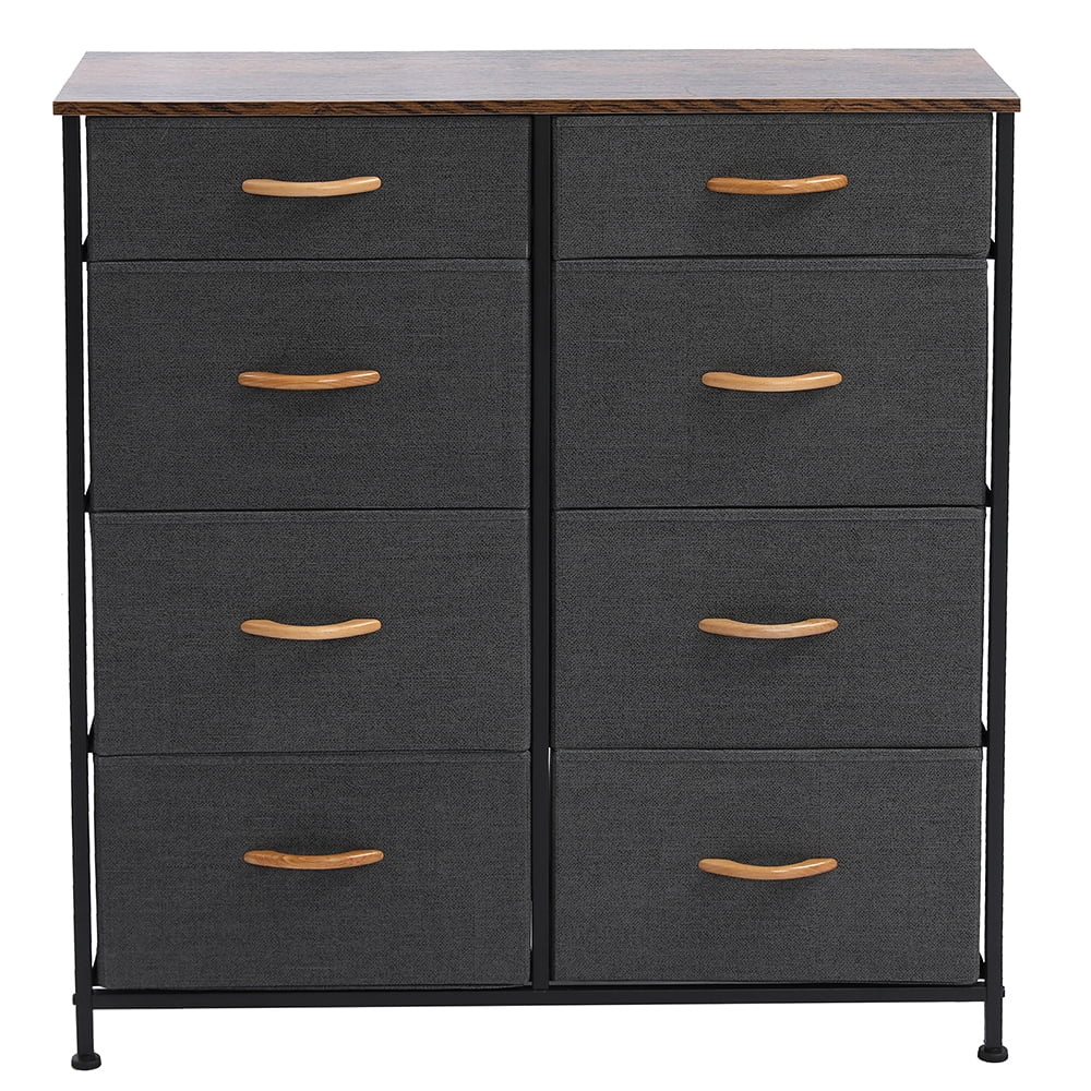 Topcobe Non-woven Storage Cabinets for Bedroom, 8 Waterproof Drawers for Living Room, with Wooden Handles, More Space, Dark Gray