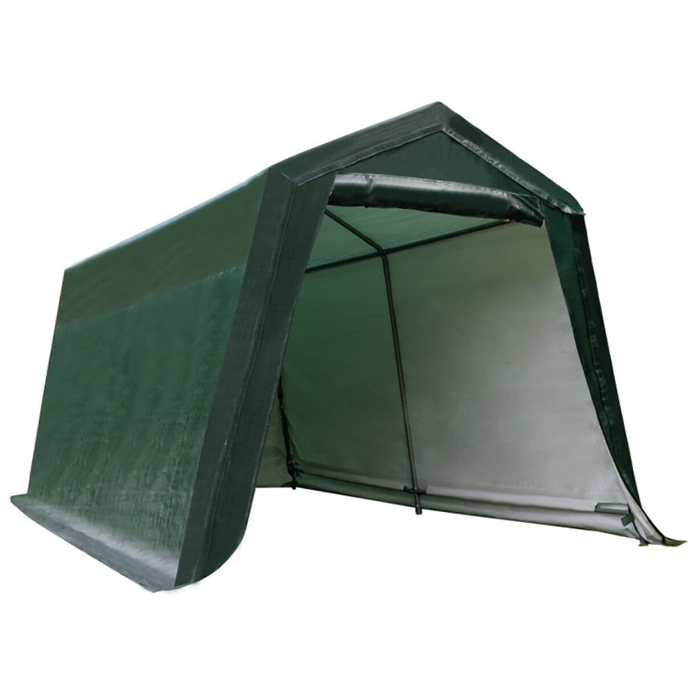Topcobe Outdoor Carport Shed with Sidewalls and Waterproof Ripstop Cover, Peak Style Roof Instant Garage Carport Car Canopy, 10 x 10 ft
