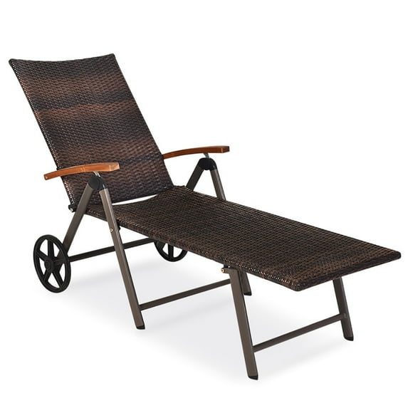 Topcobe Outdoor Chaise Lounge Chair Rattan Lounger Recliner Chair, Pool Deck Furniture, Turquoise
