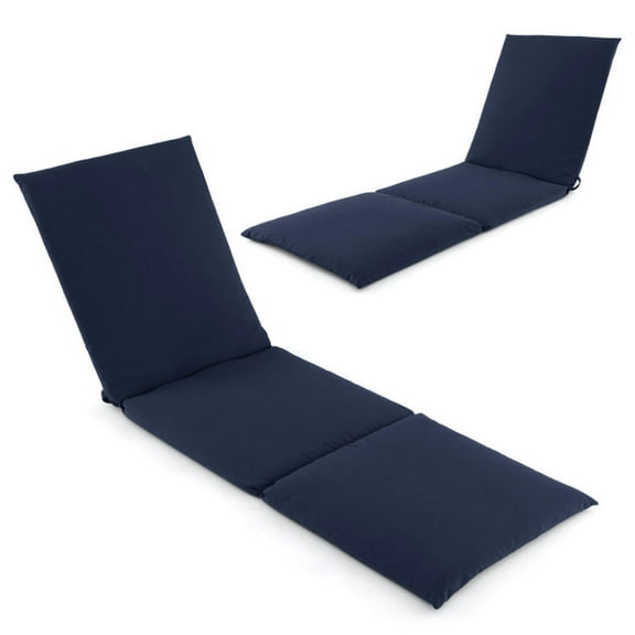 Topcobe Outdoor Chaise Lounge Cushion Patio Furniture Folding Pad with Fixing Straps, Chair Cushions for Outdoor Furniture-Navy