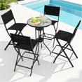 thumbnail image 1 of Topcobe Outdoor Folding Bar Height Stool Set of 4 with Metal Frame and Footrest, Outdoor Patio Furniture for Garden Backyard Pool Deck-Black, 1 of 8