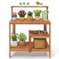 thumbnail image 1 of Topcobe Outdoor Garden Potting Wood Planting Workstation with Open Shelves, Raised Planter Box Outdoor, 1 of 11