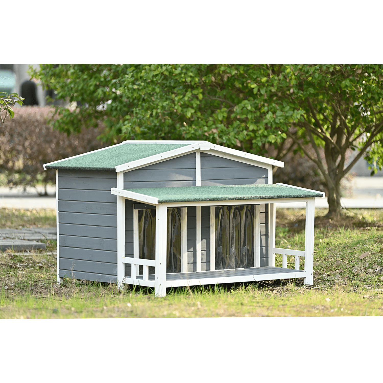 Topcobe Outdoor & Indoor Dog Crate with 2 Doors, Large Wooden Dog House ...