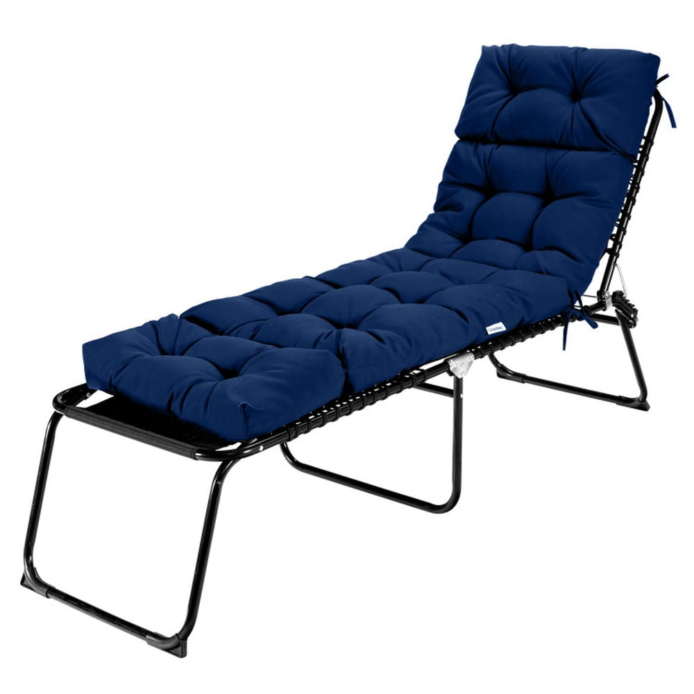 Topcobe Outdoor Lounge Chaise Cushion with String Ties for Garden Poolside, Chair Cushions for Outdoor Furniture-Navy