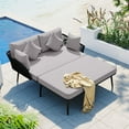 thumbnail image 1 of Topcobe Outdoor Patio Daybed, Woven Nylon Rope Backrest with Washable Cushions for Balcony, Poolside, Set for 2 Person, Gray, 1 of 13