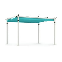 Topcobe Outdoor Pergola with Retractable Canopy and Aluminum Frame, Patio Canopy Shade Cover-Turquoise
