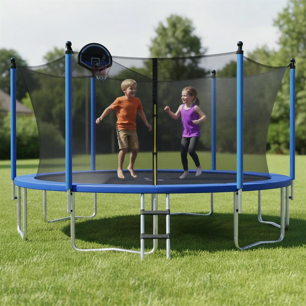 Topcobe Outdoor Recreational Trampoline with Ladder and Enclosure Net, Recreational Trampolines for Kids, Large Trampoline for Outdoor Backyards-14 ft