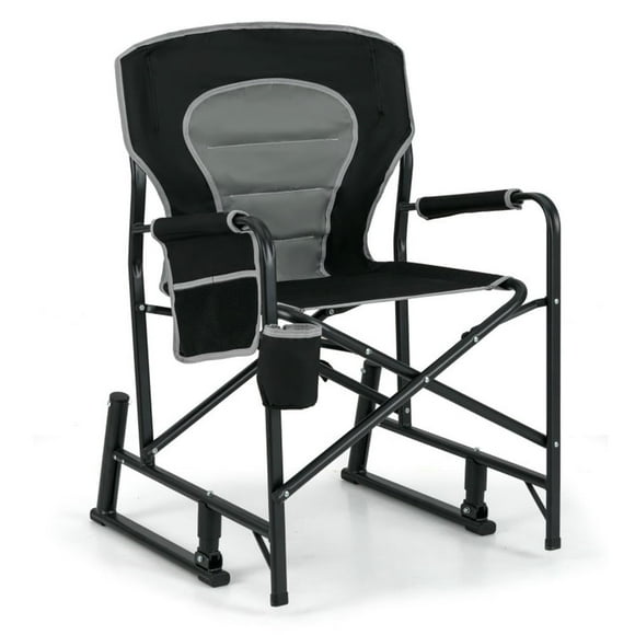 Topcobe Outdoor Rocker Camping Chair with Dual Springs and Padded Back, Outdoor Furniture for Camping and Travel-Black