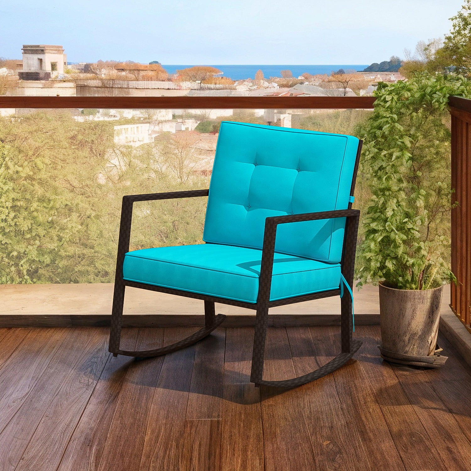 Topcobe Outdoor Rocking Chair, Patio Rocker Chair, Weather Resistant ...