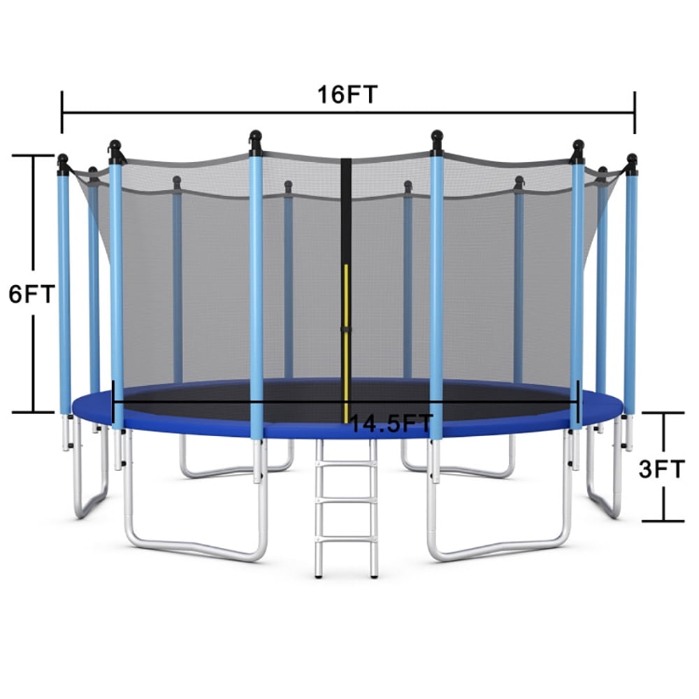Topcobe Outdoor Trampoline with Safety Closure Net, Kids Recreational Trampolines, 16 ft