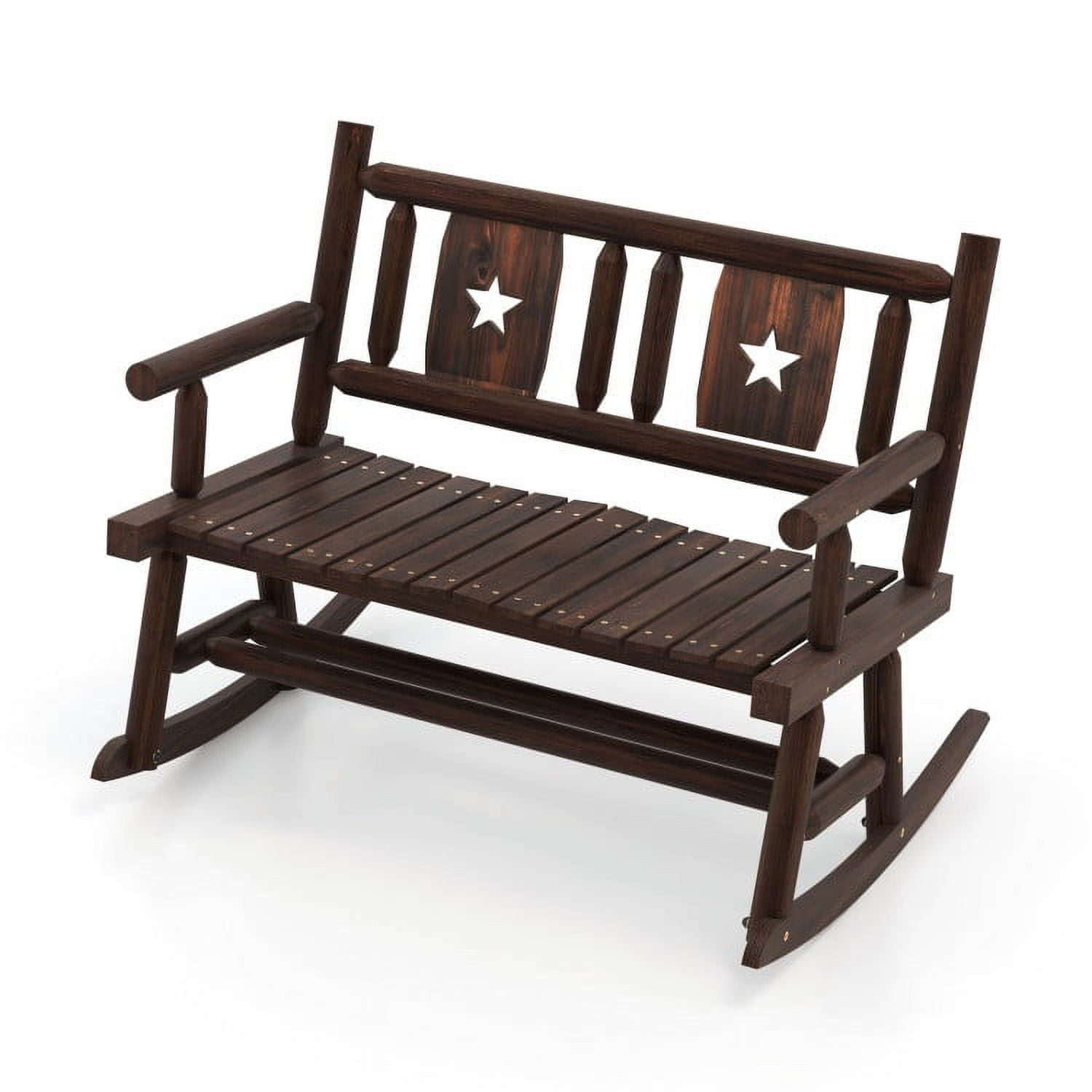 Topcobe Outdoor Wooden Double Lounge Rocker, Rocking Lounge Chair Outdoor, Sturdy, Movable