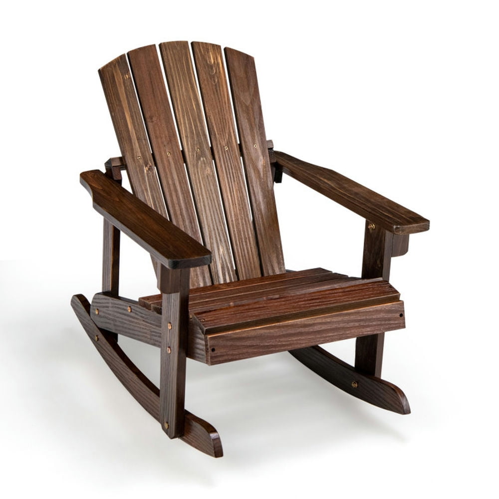 Topcobe Outdoor Wooden Kid Adirondack Rocking Chair with Slatted Seat, Toddler Living Room Chair-Coffee Topcobe Outdoor Wooden Kid Adirondack Rocking Chair with Slatted Seat, Toddler Living Room Chair-Coffee