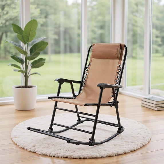 Topcobe Outdoor Zero Gravity Rocker for Lawn, Porch, Backyard, Comfortable, Beige