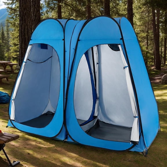 Topcobe Oversized Pop Up Shower Tent with Window Floor and Storage Pocket, Easy Set Up Shower Privacy Shelter, Blue