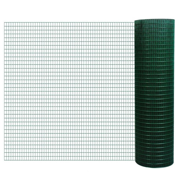 Topcobe PVC Coated Steel Chicken Rabbit Mesh Fencing Wire Garden Galvanized Fence Border, Resuable Temporary Netting for Garden Fencing