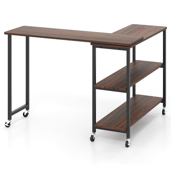 Topcobe Patented 360-Degree Rotating Sofa Side Table with Wheels and Storage Shelf, End Tables Living Room, Modern Furniture for Home-Walnut