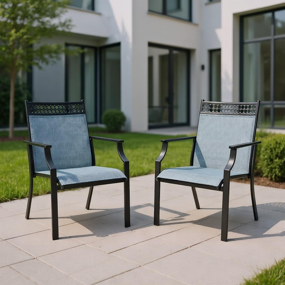 Topcobe Patio Chairs Set of 2 with All Weather Breathable Fabric, Outdoor Patio Furniture, Blue Topcobe Patio Chairs Set of 2 with All Weather Breathable Fabric, Outdoor Patio Furniture, Blue