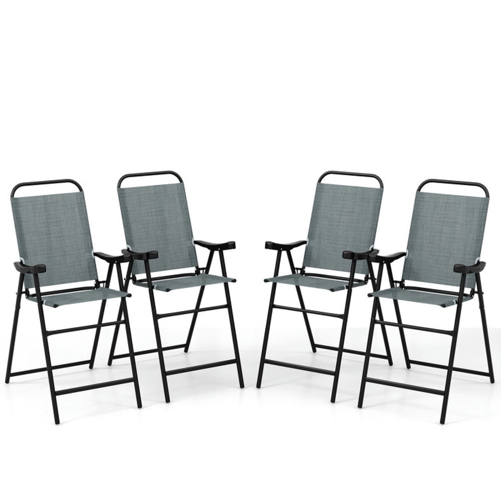 Topcobe Patio Folding Bar Stool Set of 4 with Metal Frame and Footrest, Outdoor Patio Furniture for Balcony Garden Backyard-Blue Topcobe Patio Folding Bar Stool Set of 4 with Metal Frame and Footrest, Outdoor Patio Furniture for Balcony Garden Backyard-Blue