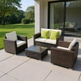 thumbnail image 1 of Topcobe Patio Furniture Set, 4 Pieces Outdoor Patio Wicker Rattan Cushioned Sofa, 1 of 6