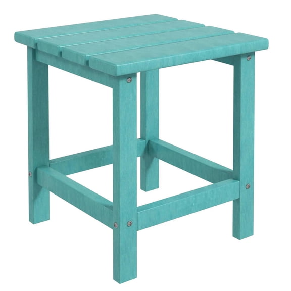 Topcobe Patio Side Table, 15" Square Outdoor End Table, HDPE Plastic Tea Table for Adirondack Chair, Backyard or Lawn, Green, Modern Outdoor Patio Furniture for Backyard