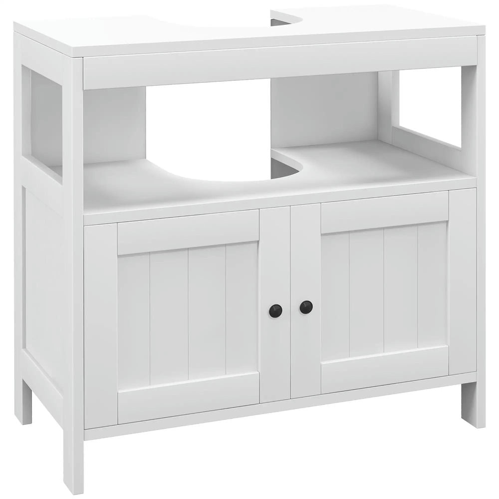 Topcobe Pedestal Sink Storage Cabinet, Bathroom Under Sink Cabinet with 2 Doors and Open Shelf, Bathroom Vanity, Indoor Modern Furniture for Bathroom, White