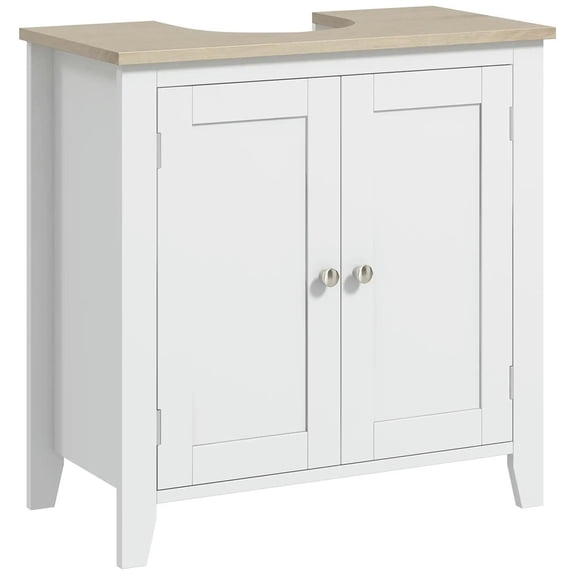 Topcobe Pedestal Sink Storage Cabinet, Under Sink Cabinet with U-Shape and Adjustable Internal Shelf, Indoor Modern Furniture for Bathroom, White