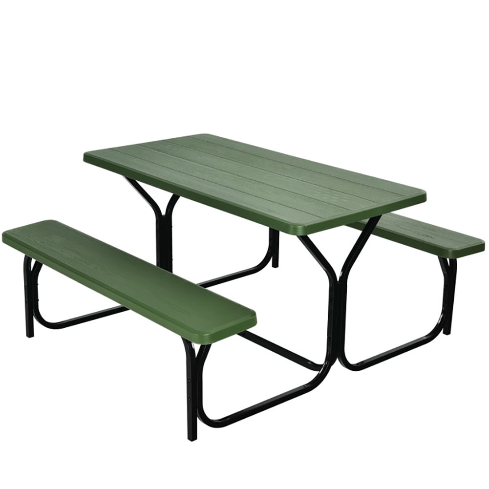 Topcobe Picnic Table Bench Set for Outdoor Camping, Outdoor Furniture Set, Green