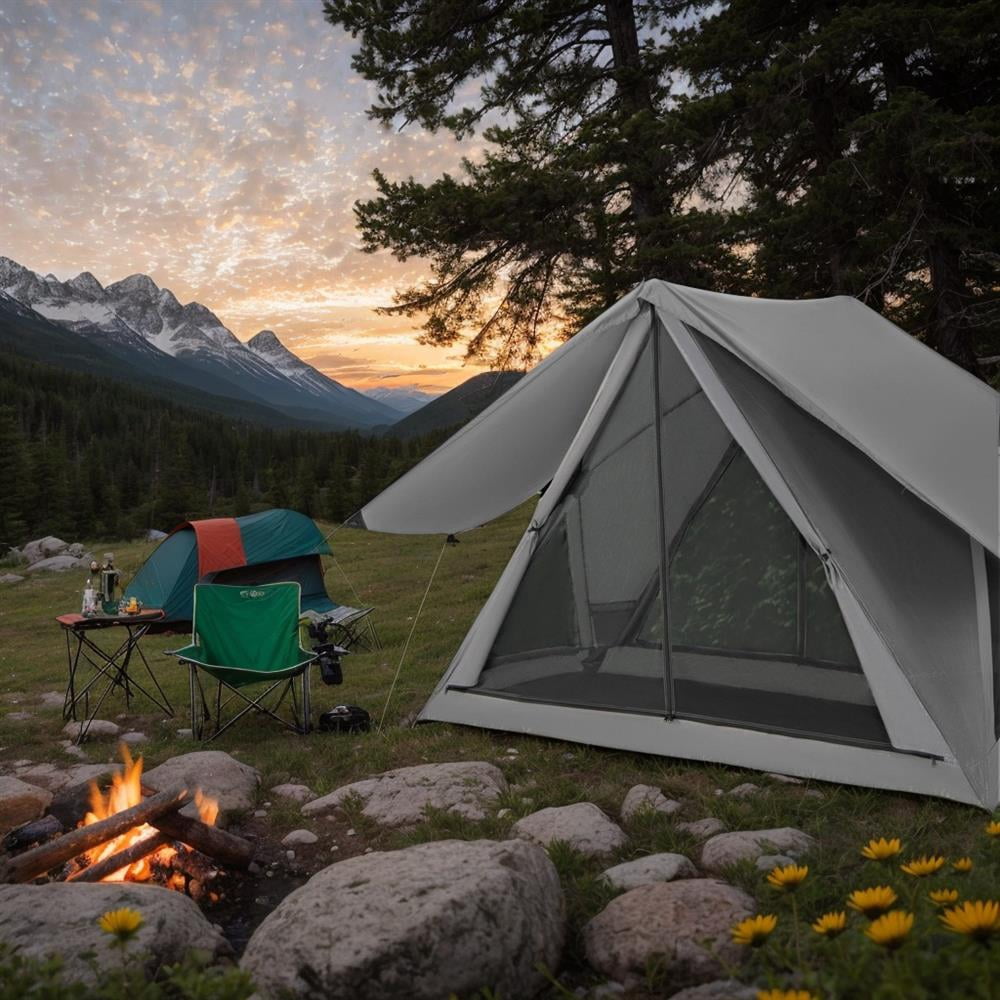 Topcobe Pop-up Camping Tent for 2-3 People with Carry Bag and Rainfly for Backpacking Hiking Trip, Outdoor Traveling Tent-Gray