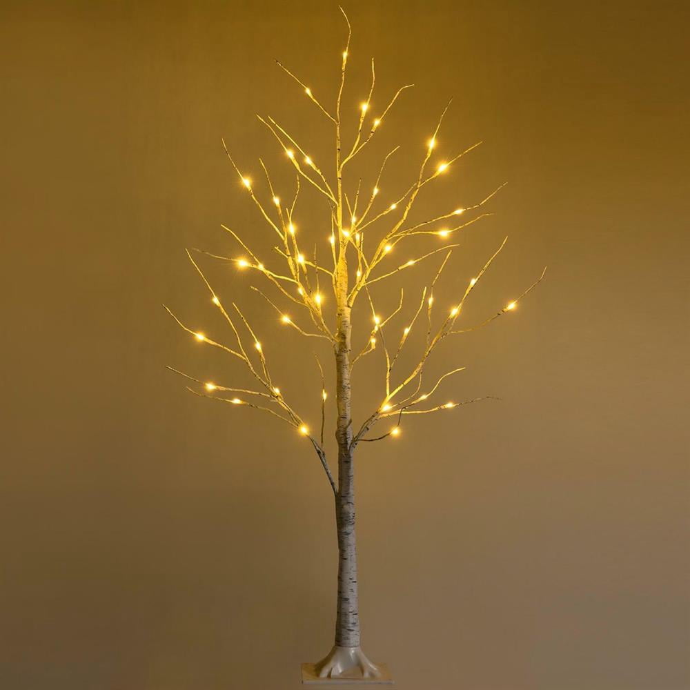 Topcobe Pre-Lit White Twig Birch Tree for Christmas Holiday with LED Lights, Christmas Decorations for Indoor Party-4 ft