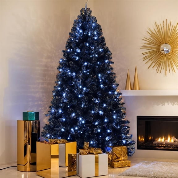 Topcobe Premium 1460-Tip LED Christmas Tree with 6ft Height, Black Foldable Base, Hinged Branches for Indoor Holiday Decorating